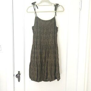 Lucky Brand Moss Green Eyelet Sundress, Small
